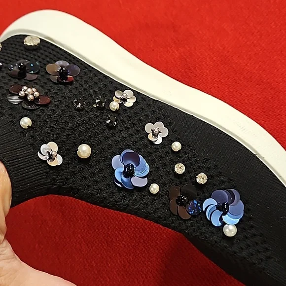 Zara Woman sequin beaded rhinestone embellished shoes sz.9.5 slip on NWOT - Picture 9 of 11